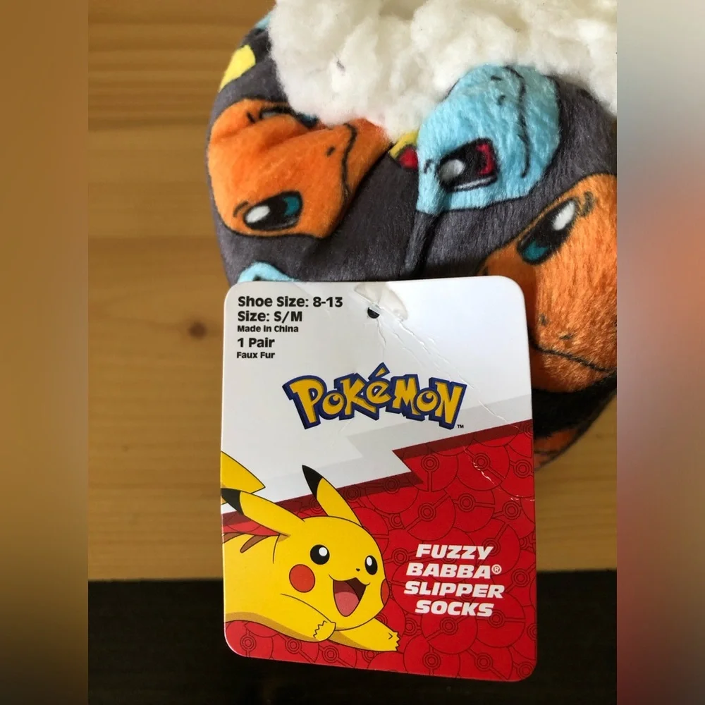 NWT Pokémon Classic Starters Kids Fuzzy Babba Slipper Socks S/M 8-13